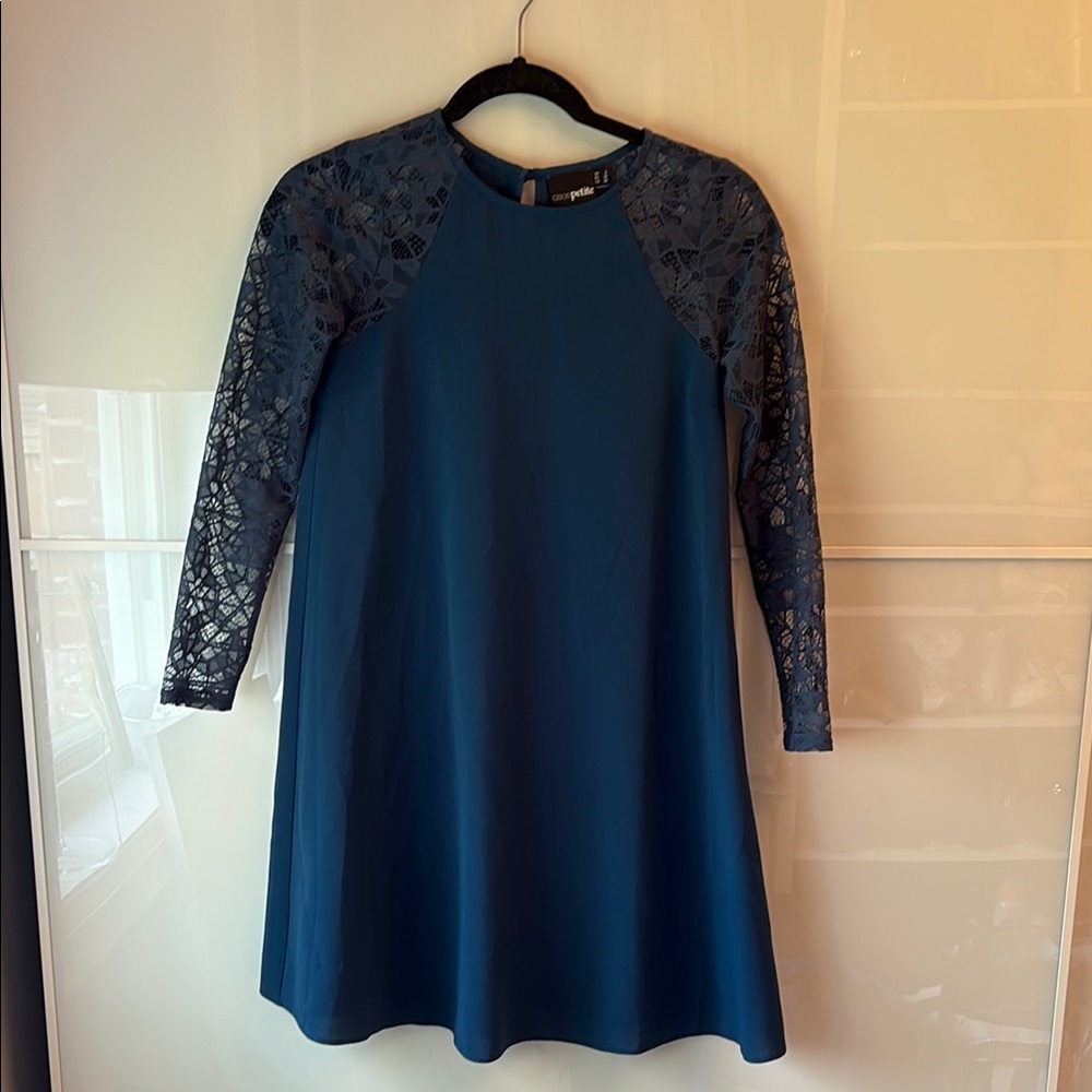 ASOS Petite Blue A-Line Long Sleeve Cocktail Dress